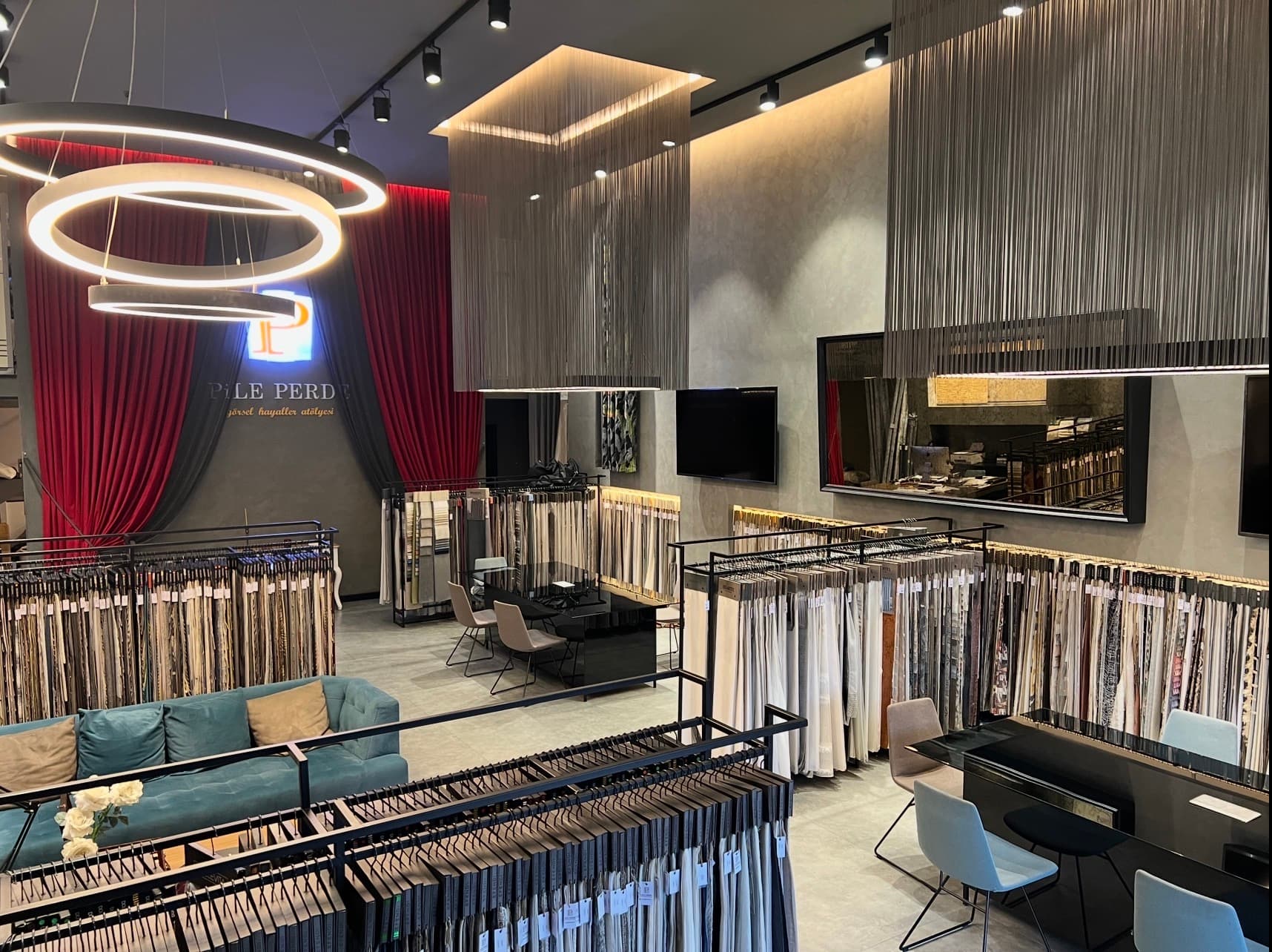The Pile Perde curtain showroom and fabric collections in Çayyolu, Ankara