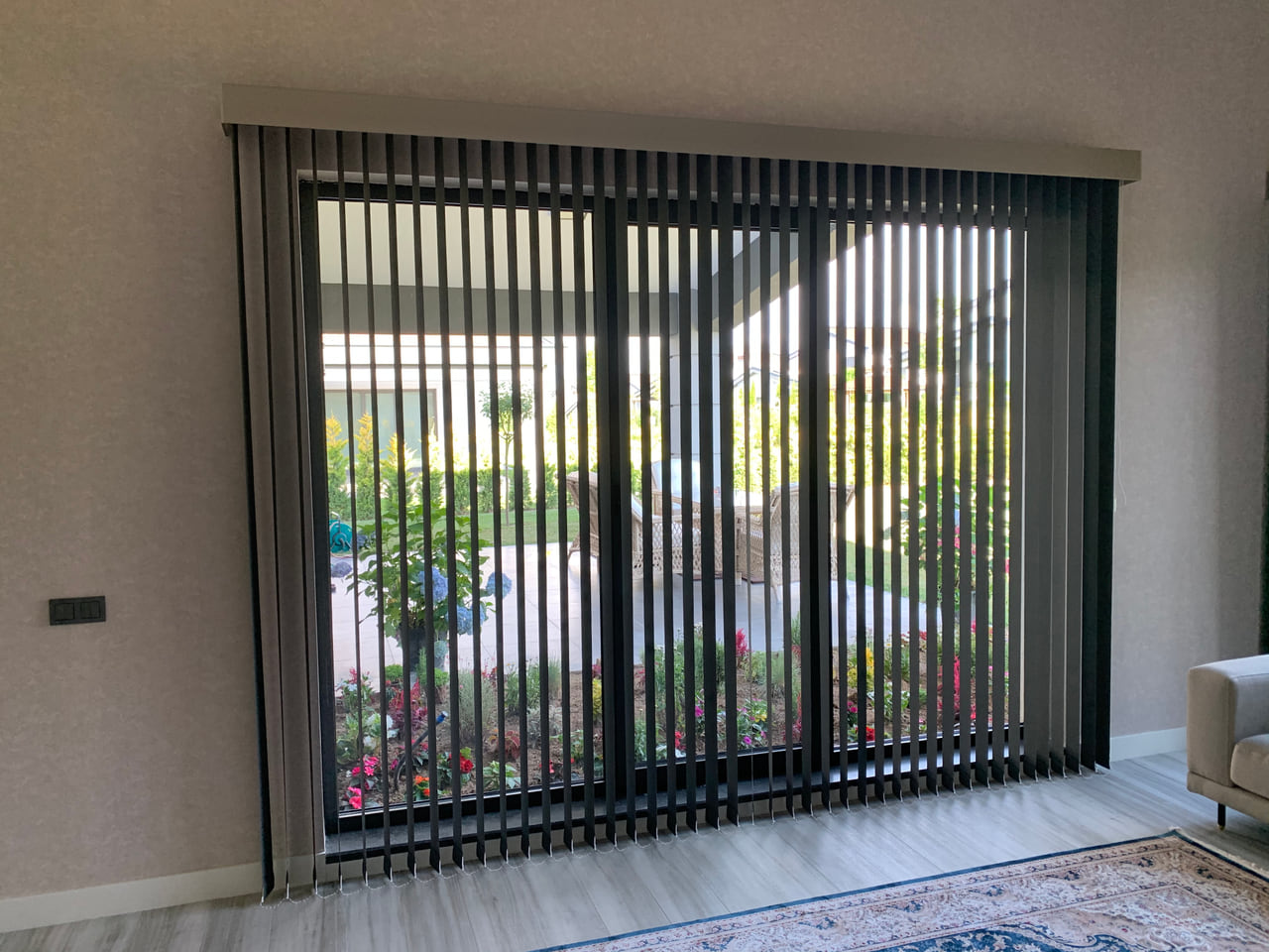 Villa Voga – Bespoke Fabric Vertical Blinds — curtain installation, view 2