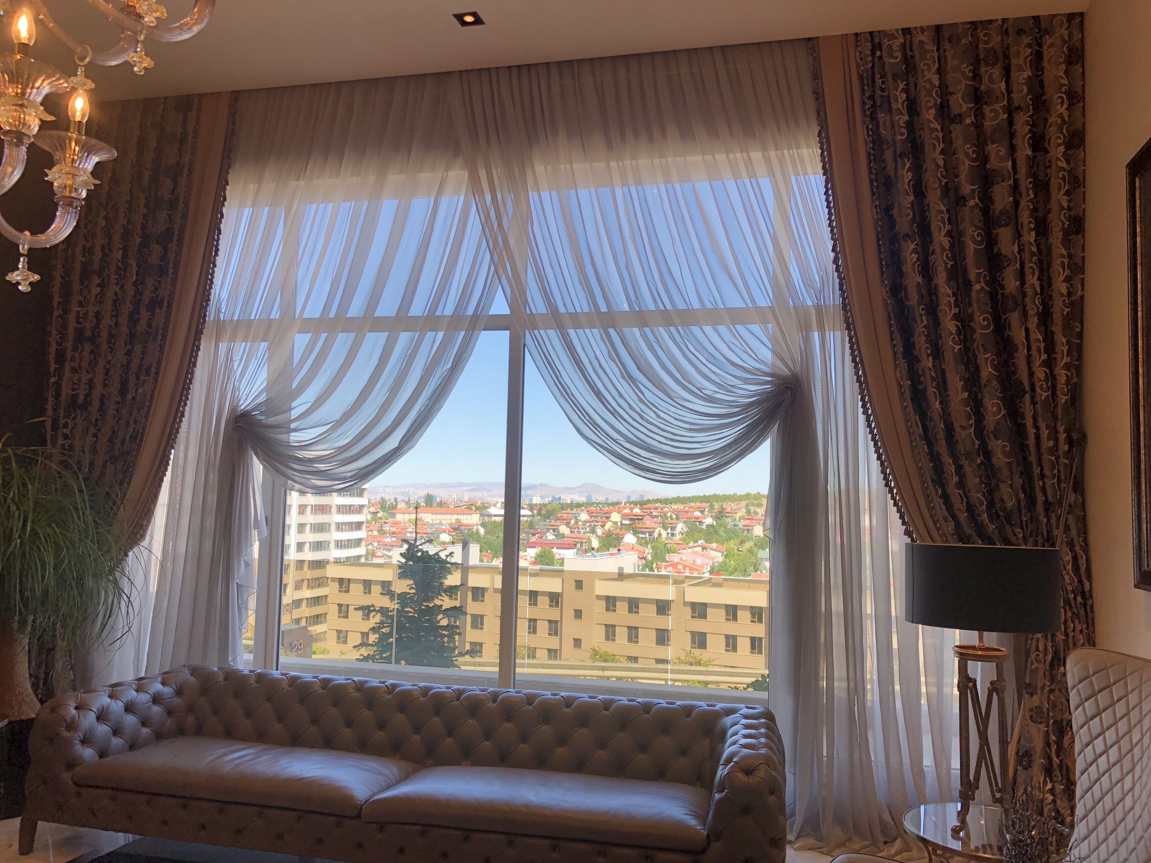 Beysu Konakları, Mutlukent – Tall-window Curtains — completed curtain installation