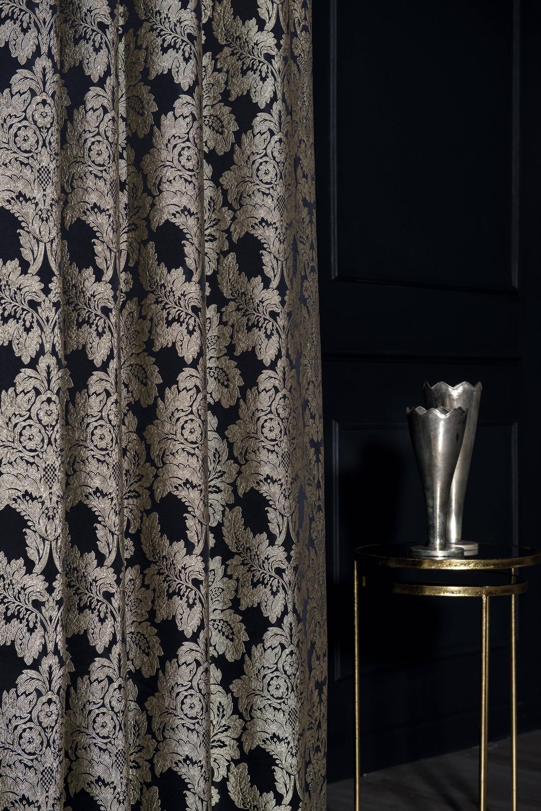 Siyah damask fon perde